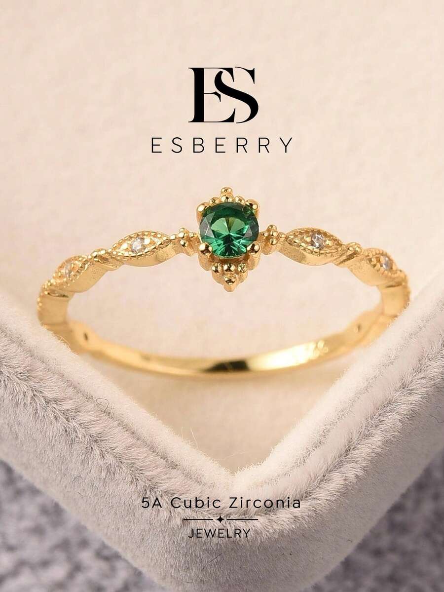ESBERRY 1件翡翠戒指 女款永恆戒指 奢華精緻珠寶禮物