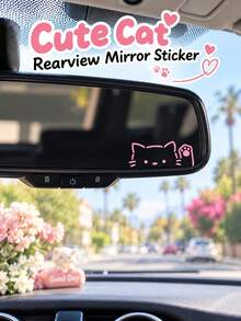 Cute Car Decal Featuring A Peeking, Waving Cat-Suitable For Side Mirrors, Rear Quarter Windows, Or Rear Windshields; Also Works As A Vinyl Sticker For Motorcycles Or Laptops - A - View 4