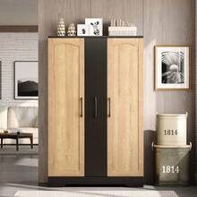 Kitchen Cabinet With Spice Rack, Spacious Two-Door Cabinet With 4 Adjustable Vertical Levels, Adjustable Shelves, And Modern Design: 120 X 78 X 35, White. - Black + MDF + European - View 3