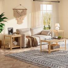 Wooden Coffee Table With A Double-Layer Frame And Open Storage Space, For The Living Room And As A Home Decorative Piece. Dimensions: X 50 X 45. Color: Natural Wood. - 1 - View 3