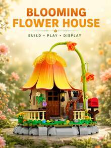 673PCS Sunshine Flower House Building Set, Fairy Tale Petal Roof Flower House Model, Desktop Decorative Household Items, Creative Stress Relief Puzzle, Suitable For Adult Collector-Level Building Toys, ABS Material Small Particle Building Blocks - Multicolor - View 5