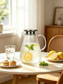 7Pcs/1pc Glass Pitcher Set, Glass Water Pitcher With 6 Cups Set,Clear Glass Water Jug & Drinking Cups, Heat Resistant Beverage Carafe For Juice, Lemonade,Kitchen Drinkware,Iced Tea Lemonade Carafe For Home Kitchen - Multicolor - View 4