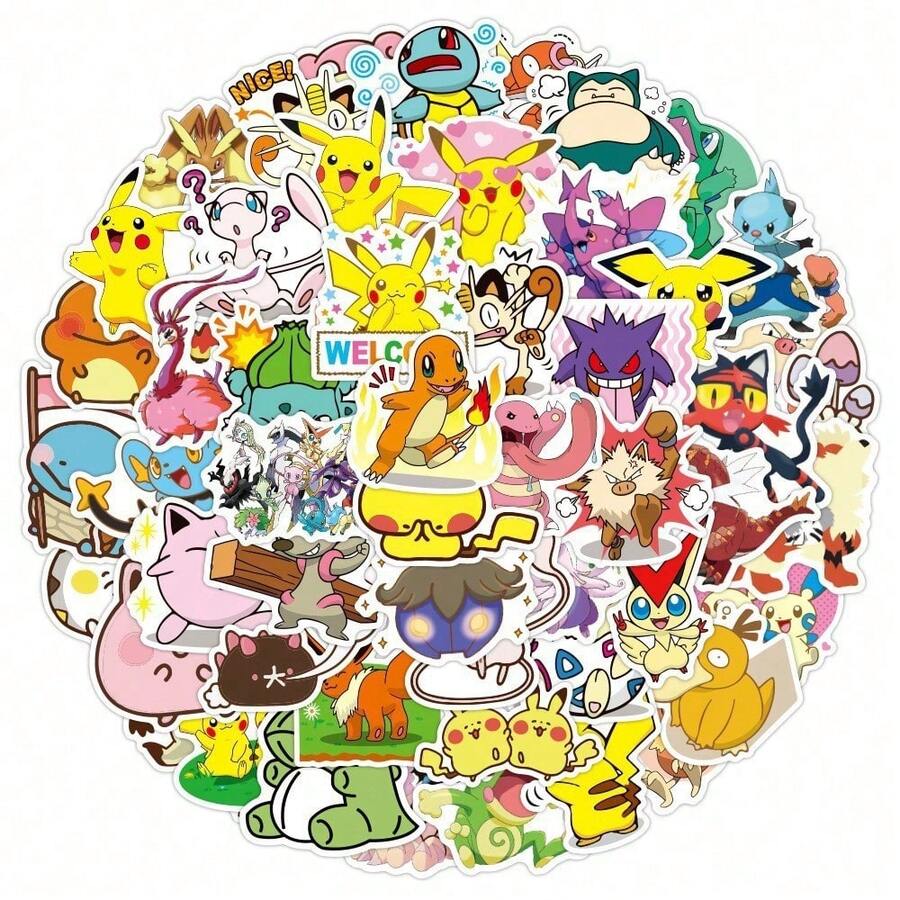 Hasbro 50pcs/1set Pokémon Cartoon Stickers KPOP Merchandise - Multi-color - View 1