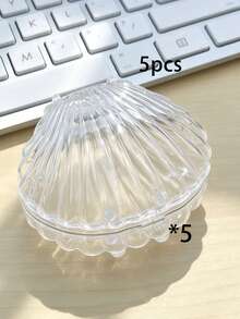 2/5/10pcs Transparent Shell-Shaped Plastic Storage Boxes, Decorative Style, Openable Small Jewelry Boxes, Wedding Ring And Earring Storage Containers, Party Favor Boxes, Desktop Mini Ornament Display, Handmade Small Item Storage - Multicolor - View 7