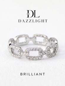 1pc Moissanite Ring, Luxurious Full Pave Chain Band, Suitable For Women's Party And Daily Wear - Chain Moissanite Ring - View 2