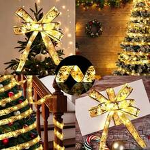 LED Ribbon String Lights, Battery Powered, For Christmas Tree Decoration, Double-Layer Gold Foil Satin String Lights - New Year, Valentine's Day, Indoor Use Holiday Atmosphere Decoration - Battery Box Ribbon - View 8