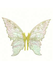 Fairy Costume Set, Butterfly Wing Flowing Dress With Star Wand Prop, Halloween Role Play Party Outfit, Transparent Mesh Butterfly Wings - Multicolor - View 14