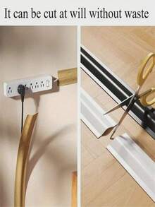 1 Roll Self-Adhesive Cable Protector, Designed For Power Cord Management, White Cover And Base, Prevents Cable Tangling On Floors, Walls And Desktops - Multicolor - View 5