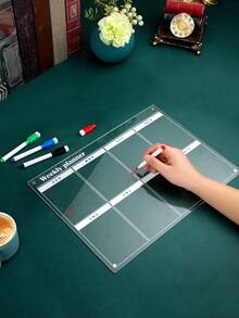 Transparent Acrylic Self-Adhesive Refrigerator Planning Board, Erasable Weekly Monthly Calendar Whiteboard, Home Kitchen Fridge Memo Notepad, Family Schedule Meal Planner Note Board - Multicolor - View 10