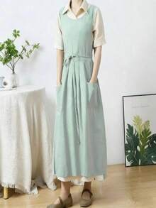 Spring/Summer Lightweight Reversible Apron, Adjustable Waist, Soft With Pockets, Suitable For Gardening, Elegant And Light, Also Applicable For Kitchen, Bathroom, Home And Other Places - Multicolor - View 9