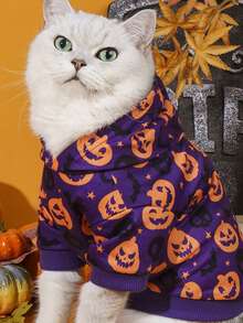 LUCKIE PAW 1 buah Baju Terusan Hewan Peliharaan Motif Hantu Halloween Lucu, Perlindungan Fisik dari Kutu, Mengurangi Kerontokan Bulu, Rompi Anjing Hangat & Bernapas, Cocok untuk Anjing dan Kucing Kecil & Besar, Dalam & Luar Ruangan - Purple - View 4