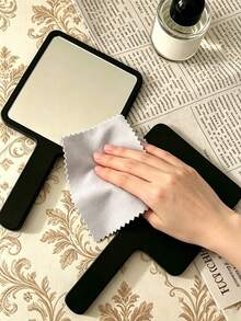 1Pc Striped Puppy Holding A Makeup Mirror. Square High-Definition Mirror With Handle, Portable Vanity Mirror, Suitable For Daily Makeup And Travel. - Multicolor - View 6