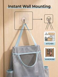 1/2 Mesh Hanging Plastic Bag Holder, Multifunctional Hanging Storage Bag, Space Saving, Suitable For Cabinets, Pantry And Bathroom, Large Capacity, Essential Kitchen Items, Kitchen Accessories, Bathroom Accessories, Christmas, Cutting Board - Multicolor - View 5