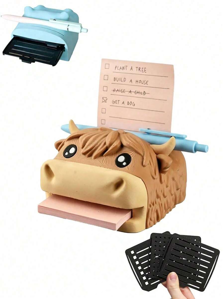 Hippo-Campus Desk Organizer, Note Toad Desk Organizer Note Holder, All In One Storage For Pens, Pencils, Sticky Notes And Notepads, Cute Stationery Holder With Reusable Stencils, Durable Office Accessory, Fun Gift Idea - Multicolor - View 1