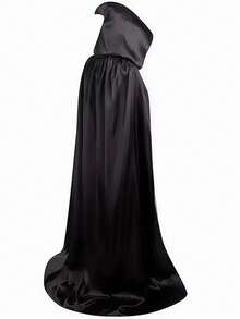 1 Set Role Play Costume, Black Long Cape, Halloween, Performance Party Outfit - Black - View 1