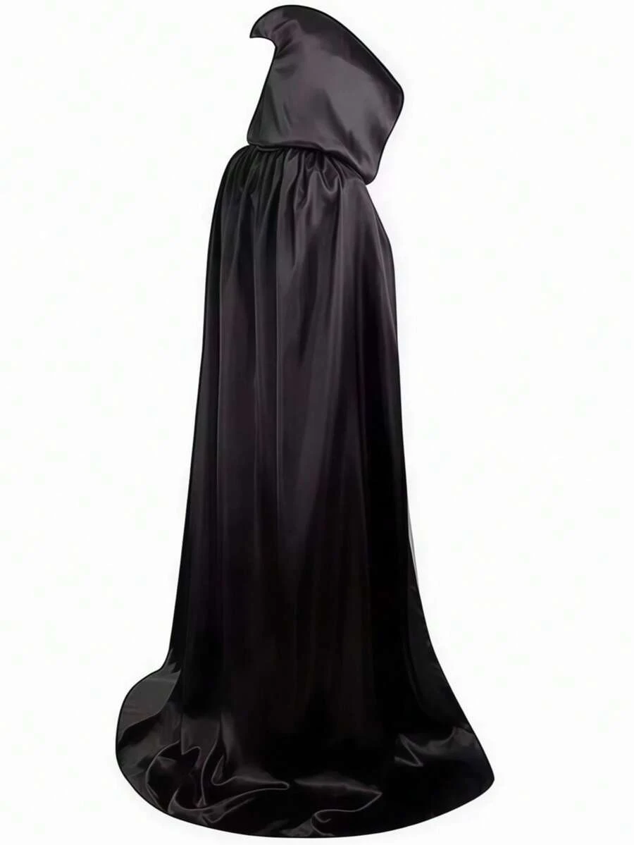 1 Set Role Play Costume, Black Long Cape, Halloween, Performance Party Outfit - Black - View 1