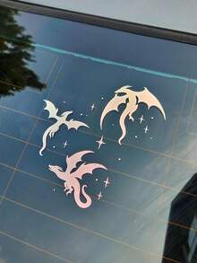 Magical Dragons Flying Trio Car Stickers | Sticker Decal | Car Sticker Decal | Window Decal Vinyl Car Driving Laptop Bumper Sticker - A - View 2