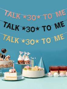Talk Thirty To Me-banderoll, rolig guldglitterpappersdekoration för 30-årsfödelsedagsparty för män/kvinnor - Visa 6