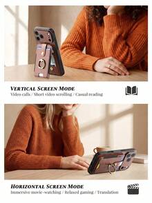 1pc Autumn/Winter Brown Multi-Function Card Holder Apple 17 Phone Case, Apple Phone Case With Built-In Card Holder And Ring Stand, Super Cool Smart Phone Case, Multi-Slot Wallet Style With Ring 17Pro Max Phone Case, Apple 18 Pro Max Ring Anti-Drop Phone Case, Smart Phone Stand Suitable For Travel And Reading, Apple 16 Pro Phone Case With Built-In Ring Stand, Apple 13 Phone Case, Well-Made Suitable As Gift Phone Case Phone Accessories, 3-In-1 Anti-Drop Android Phone Case Compatible With Galaxy S26 Ultra, Super Cool Ring Phone Case Cover - Brown - View 3