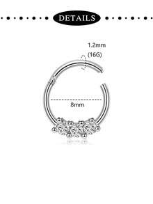 TOKRING 16G Clicker Septum Rings Hinged Hinged Nose Rings Hoop,Daith Cartilage Earring Clicker Septum Jewelry Hinged Lip Helix Rook Tragus Piercing Jewelry For Halloween Decoration - Silver - View 6