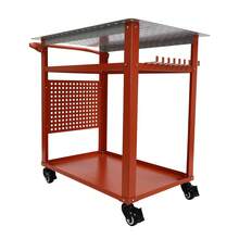 36*24 Inch Mobile Welding Table, Red Steel Welding Work Table, 600lbs Heavy-Duty 2-Tier Welding Bench With Brake Wheels & Tool Hooks For Cutting Grinding Repair - Red - View 10