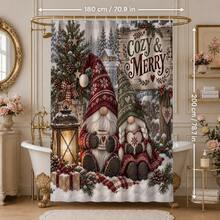 1pc/4pcs Patterned Multi-Functional Bathroom Decor Shower Curtain Set Free 12 Hooks Premium Holiday Atmosphere Bathroom Mat U-Shaped Floor Mat And Round Toilet Lid Cover Suitable For All Scenes Decoration Bathroom Set - Couple's Dwarf Figurines - View 10
