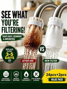 Universal Faucet Filter Bag Value Pack, High-Density Non-Woven White Quilted Easy-Install Filter Sleeve, Filters Rust, Sand, Sediment And Impurities, Suitable For Kitchen, Bathroom And Home Replaceable Water Filter Cartridge - Multicolor - View 8