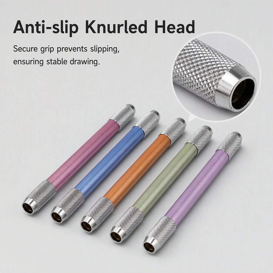 5pcs Metal Dual-End Pencil Extender, Metal Extension Rod, Pencil Barrel Lengthener, Sketching & Colored Pencil Extender - Sets - View 1