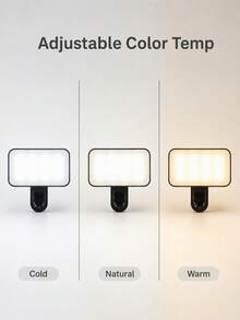 1pc Portable LED Clip-On Phone Fill Light, Selfie Fill Light, Camera Light, Pocket Selfie Light, Phone Photography Accessory, 3 Color Temperature Adjustable Selfie Light For Live Streaming, Makeup, Video Calls, Travel, Holiday Essential - one-size - View 7