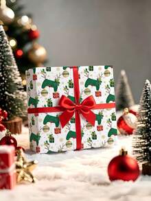 1 Roll Of Christmas Gift Wrapping Paper With Christmas Reindeer Pattern,Perfect For Wrapping Christmas Gifts, Decorating For Christmas Parties, And Holiday Gift-Giving,DIY Craft,Festive Favour Wrapping ,1 Roll Size: 43 Cm X 300 Cm. - A - View 2