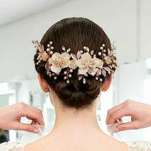 1pc Leaf Pattern Ditsy Floral Elegant Party Alloy Hair Comb Bridal Wedding Hair Accessory All Seasons - Gold - View 1
