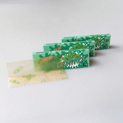 3 Packs Mint Flavored Rolling Papers 78mm Length Slow Burning Mint Flavored Rolling Papers Natural Raw Paper Easy To Roll Without Slipping Smoking Accessories