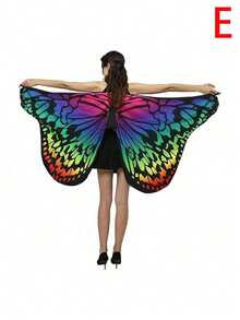 Rainbow Gradient Butterfly Wing Shawl, Soft Clothing Accessory, Suitable For Christmas Costume Party, Glamorous Theme Costume Party - Multicolor - View 12
