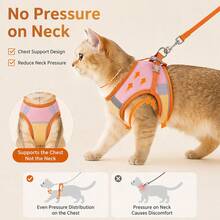 Escape Proof Cat Harness Vest, Soft Mesh Adjustable Walking Harness For Cats, Comfortable Outdoor Travel Vest For Kitten Puppy Random Color Leash - Multicolor - View 4