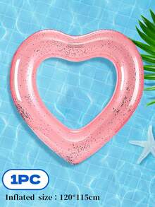 Adult Heart-Shaped Glitter Inflatable Swim Ring, Transparent Sequin Thickened PVC Pool Float, Easy Inflate Floating Ring, Suitable For Beach Summer Bachelor Party Pool Party Water Recreation - Multicolor - View 13
