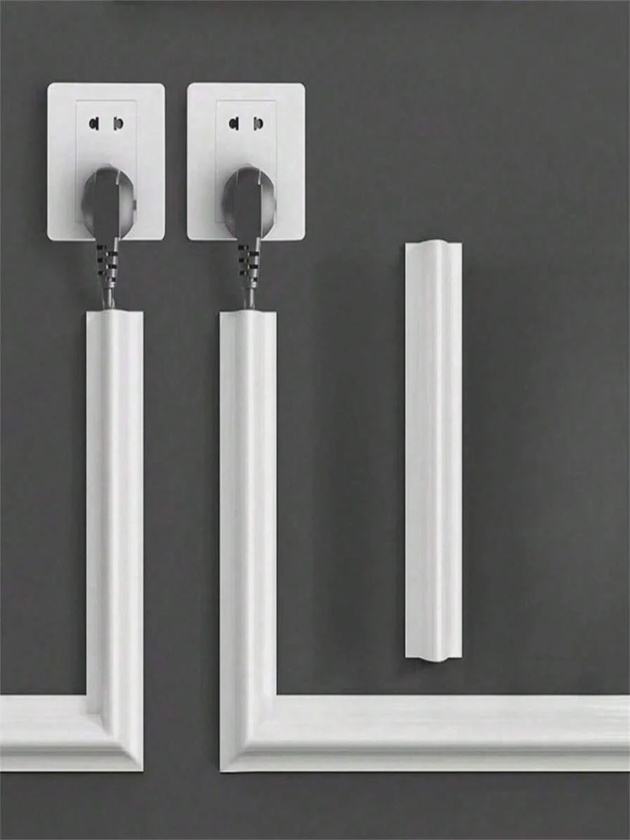 1 Roll Self-Adhesive Cable Protector, Designed For Power Cord Management, White Cover And Base, Prevents Cable Tangling On Floors, Walls And Desktops