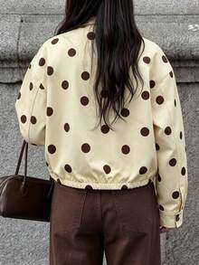 Plus Size Polka Dot Short Jacket, Elegant Casual Style, Loose Fit, Button Closure, Versatile Outerwear - Multicolor - View 2