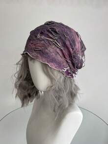 1pc Retro Tie Dye Ripped Hole Hat, Y2K Avant-Garde Girl Style, Multifunctional Holiday Accessory - Multicolor - View 10