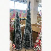 Slim Snow-Tip Christmas Tree For Small Spaces, Tall Holiday Decor Tree For Corner, Entryway, Store Display - Green - View 11