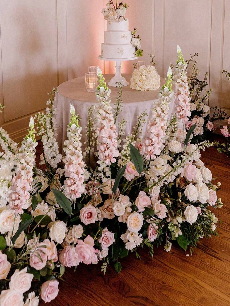 3pcs Artificial Gypsophila, Delphinium, Hyacinth Flowers With Long Stems, Made Of Silk, Suitable For Wedding, Engagement, Home, Outdoor Party Floral Arrangement, Tabletop Decor - Multicolor - View 1
