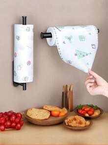 Tempat Tisu Dapur, Rak Pembungkus Plastik, Tempat Kertas Gulung Perekat, Kotak Tisu, Tempat Serbet, Rak Penyimpanan Kabinet, Rak Handuk, Rak Lap Piring, Bahan Baja Tahan Karat, Pemasangan di Dinding Dapur, Perlengkapan Penyimpanan Dapur, Aksesoris Kamar Mandi - MultiWarna - View 2