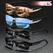 2PCS Fashion Classic Square Glasses Multi Color Combination Unisex Metal Style Suitable For Fishing Travel Vacation And Summer Beach Use Daily Wear - 4PCSF8485-5 - View 2