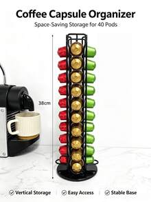 1pc Coffee Capsule Storage Rack, Storage Box, Coffee Display Stand, 40-Capsule Coffee Pod Holder, Rotating Display Storage Rack, Suitable For Office, Kitchen, Restaurant, Hotel And Other Occasions. - Multicolor - View 10