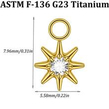 1件裝 G23 純鈦不同款 CZ 鑲嵌星形心形吊墜耳飾，適用耳垂垂墜式、耳環、唇環、Huggie 耳環、Daith 耳洞，花朵造型鏈條吊墜配件 - 鈦金 - 查看 11