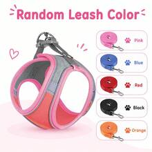 Escape Proof Cat Harness Vest, Soft Mesh Adjustable Walking Harness For Cats, Comfortable Outdoor Travel Vest For Kitten Puppy Random Color Leash - Multicolor - View 7