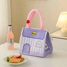 1 buah Tas Bekal Makan Siang Portabel Berinsulasi Kapasitas Besar, Tas Bekal Persegi Panjang Motif Rumah Lucu dan Estetis, Hadiah Natal, Tas Bekal Musim Dingin untuk Sekolah, Kerja, Liburan, dan Pelajar yang Dapat Digunakan Kembali - MultiWarna - View 13