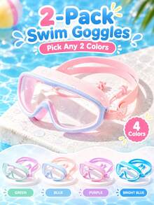 2pcs Kids Large Frame Swim Goggles, Dual Color Combination, Large Frame ...