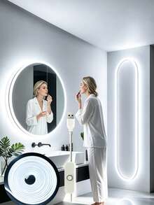 1m/2m/3 Meters/4m/5m LED Neon Flexible Light Strip, USB Powered With Button Switch And Dimmable, Decorative Light Strip For Bedroom, Living Room, Display Cabinet, Bathroom Mirror Fill Light - White - View 2