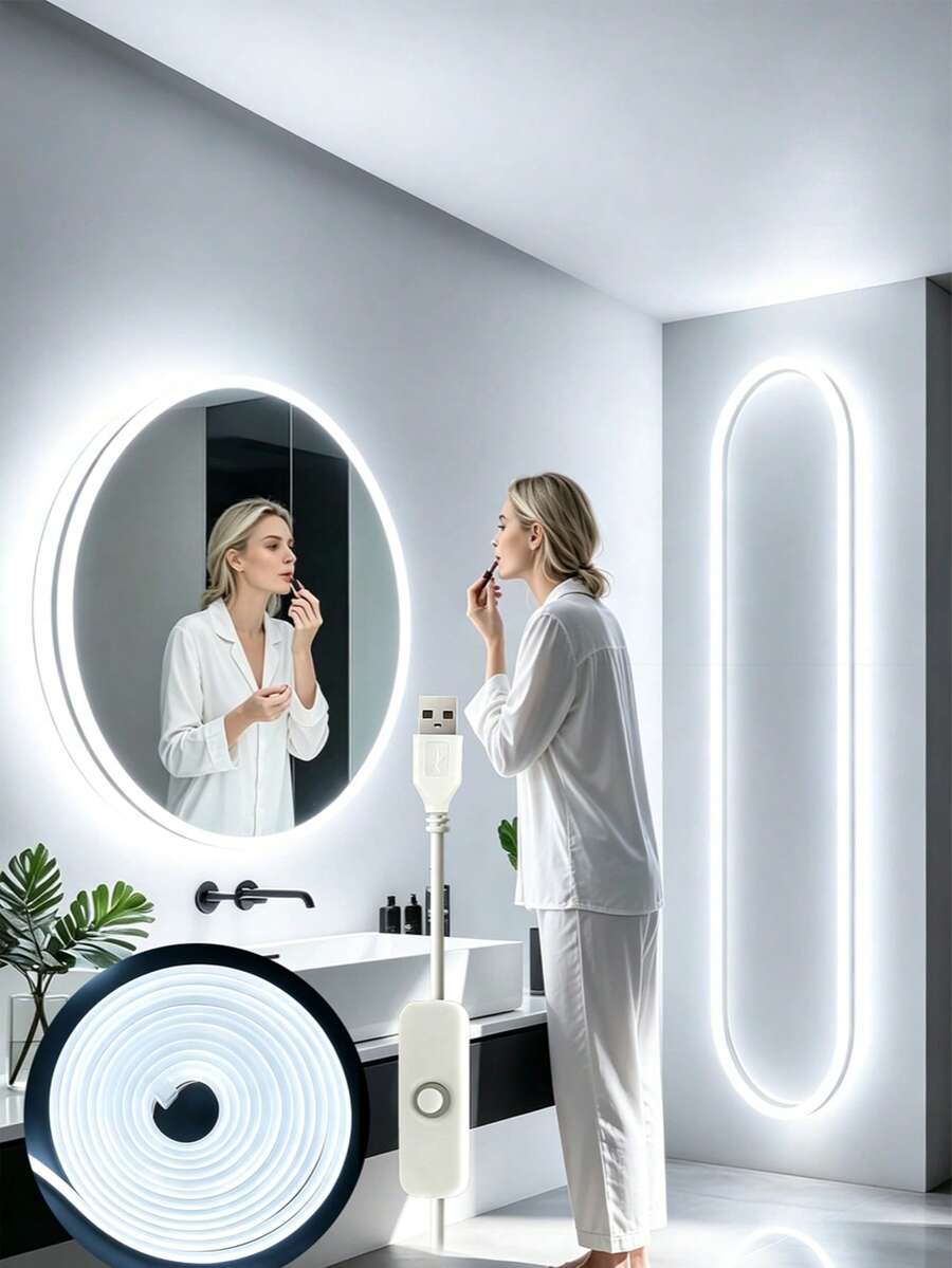 1m/2m/3 Meters/4m/5m LED Neon Flexible Light Strip, USB Powered With Button Switch And Dimmable, Decorative Light Strip For Bedroom, Living Room, Display Cabinet, Bathroom Mirror Fill Light