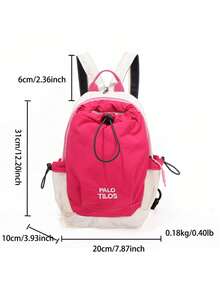 Contrast Color Drawstring Nylon Backpack, Lightweight Minimalist Large Capacity Casual Bag, Portable Small Backpack For Outdoor Short Trips - Multicolor - View 10